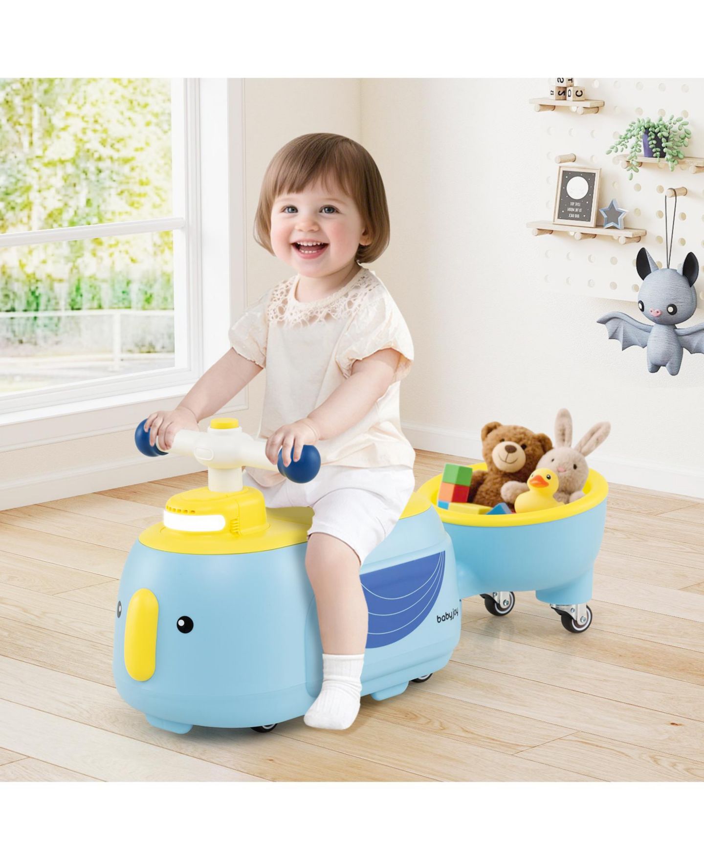 Детская игрушка Gymax 2-in-1 Wiggle Sliding Ride-On Toy, 55 lb. Capacity, Ages 12+ Months, цвет: Синий — фото 4