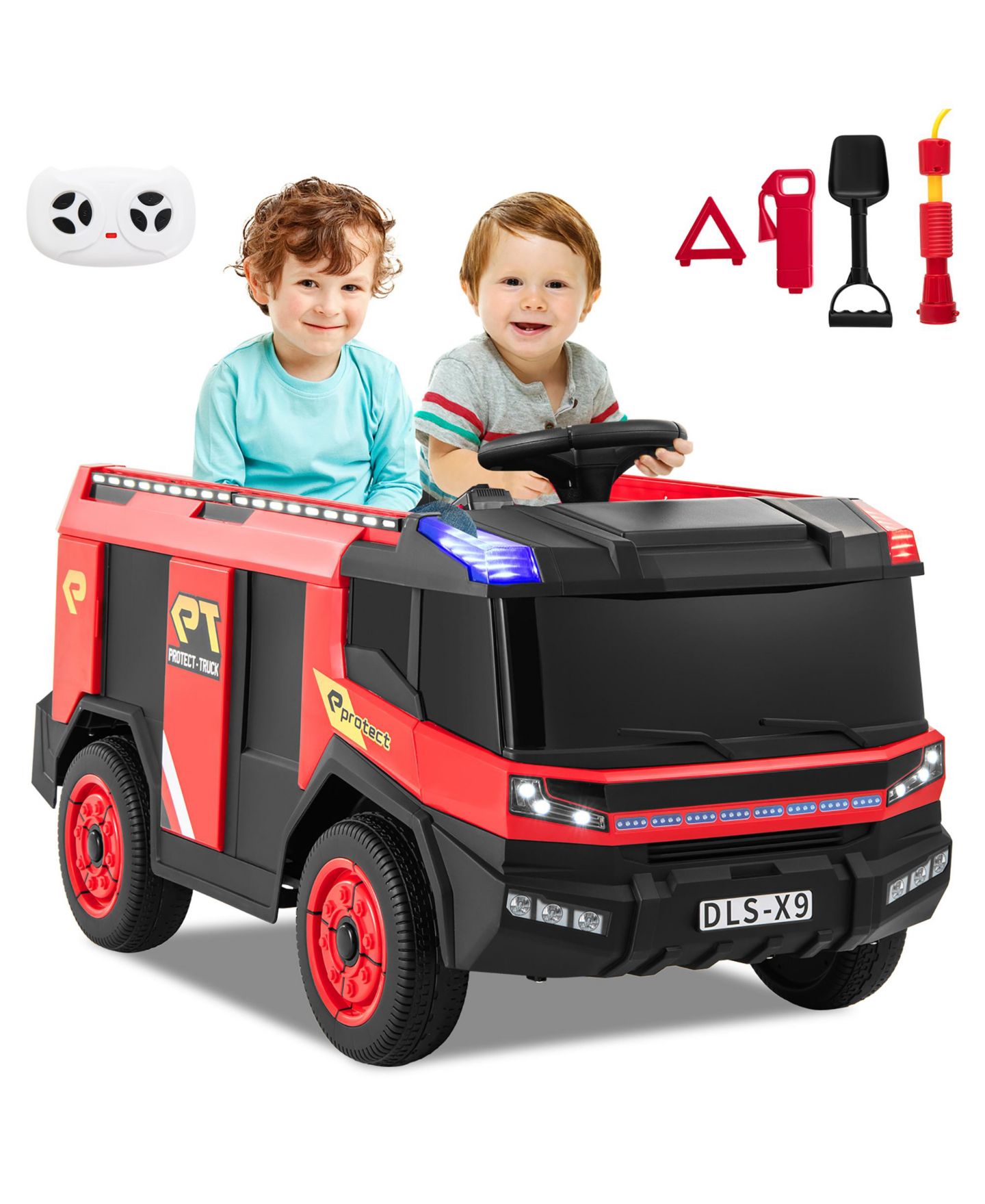 Детская игрушка Gymax 2-Seater Kids Ride-On Fire Truck with Remote Control, 3–8 лет, цвет: Красный — фото 1