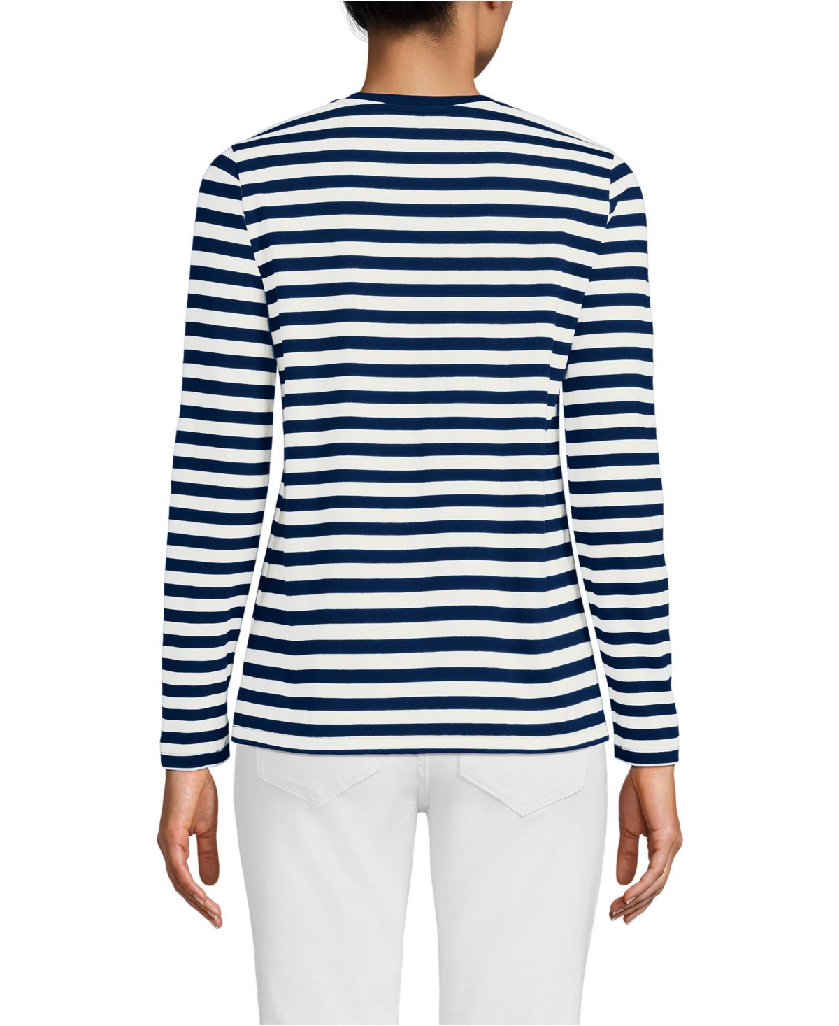 Lands' End Women's Relaxed Supima Cotton Long Sleeve V-Neck T-Shirt