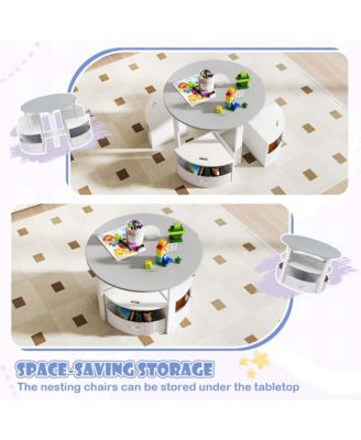 5 Piece Kids Play Table and Chairs Set Round Nesting Table Toddler Furniture