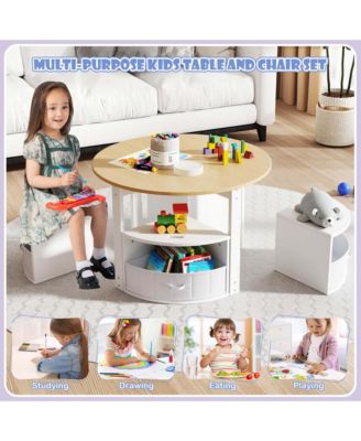 5 Piece Kids Play Table and Chairs Set Round Nesting Table Toddler Furniture