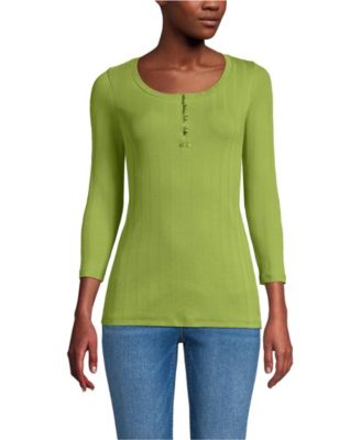 Women's 3/4 Sleeve Variegated Micro Rib Henley