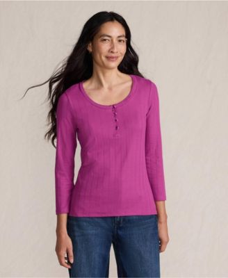 Women's 3/4 Sleeve Variegated Micro Rib Henley