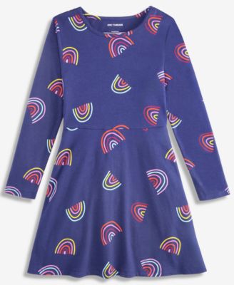 Epic Threads - Girls 5-20 Long-Sleeve Cotton Rainbow Swirl Dress
