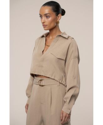 Women's Oasis Collared Crop Top