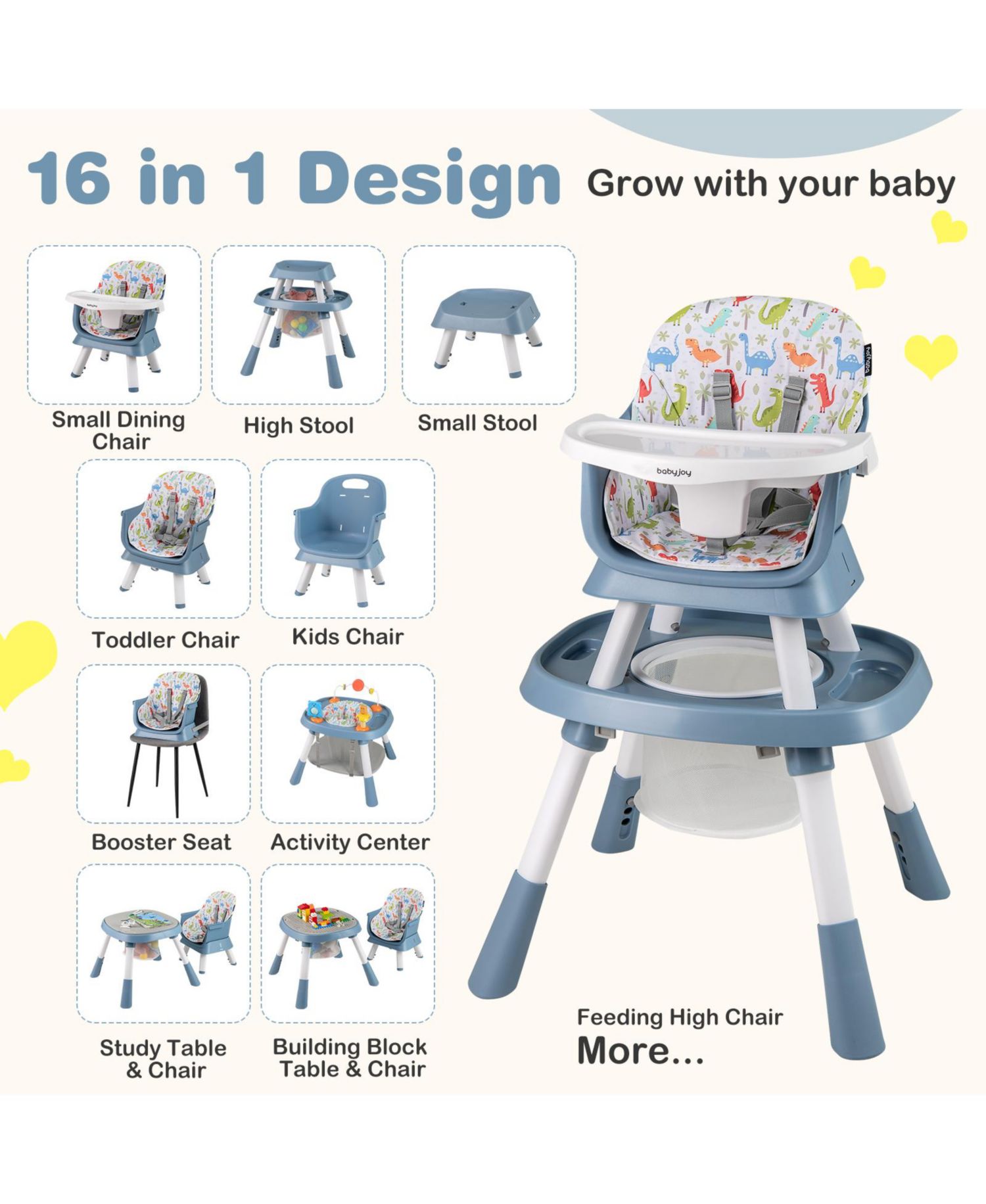 16-in-1 Baby High Chair w/ Activity Center Booster Seat Building Block Table