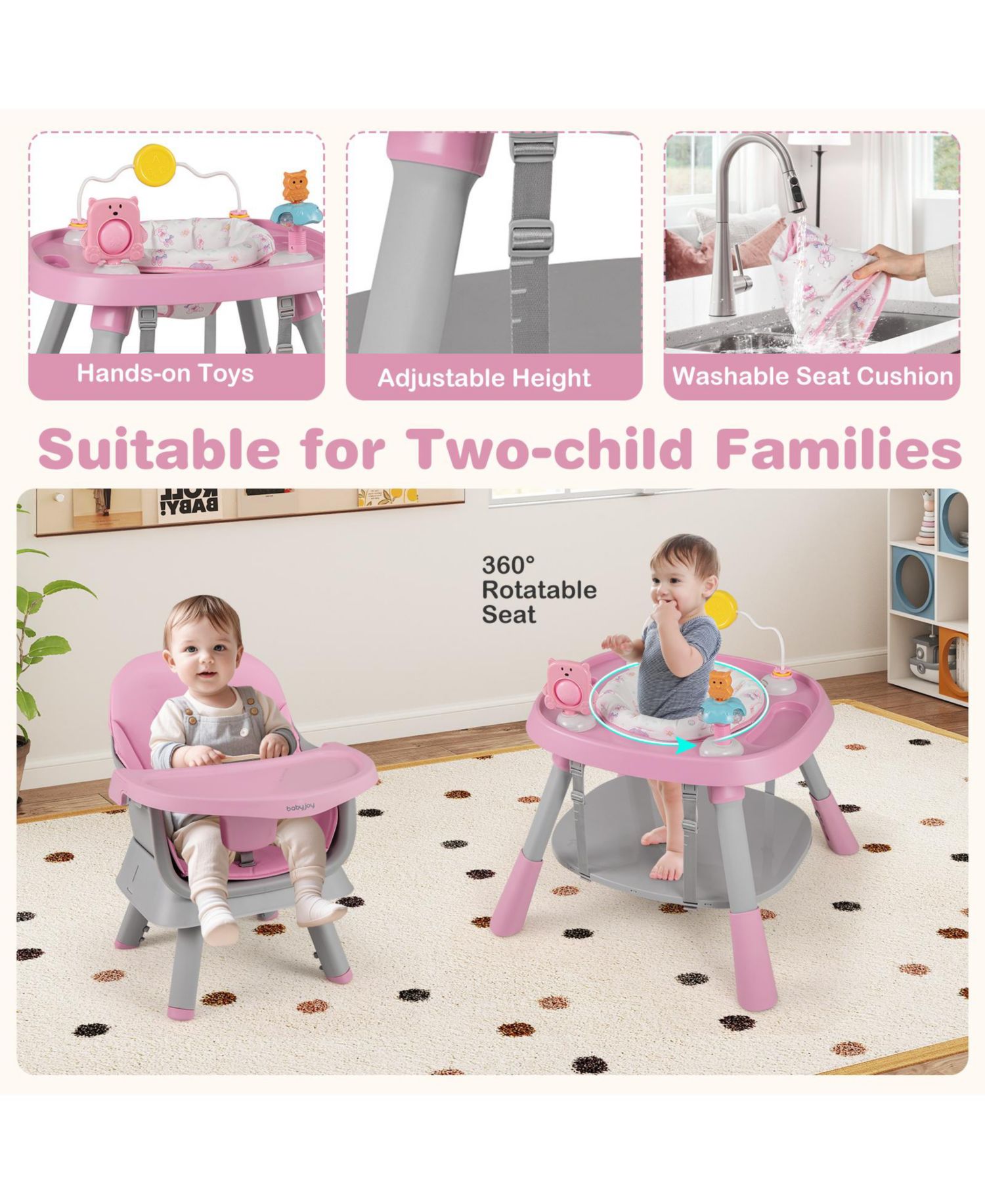16-in-1 Baby High Chair w/ Activity Center Booster Seat Building Block Table