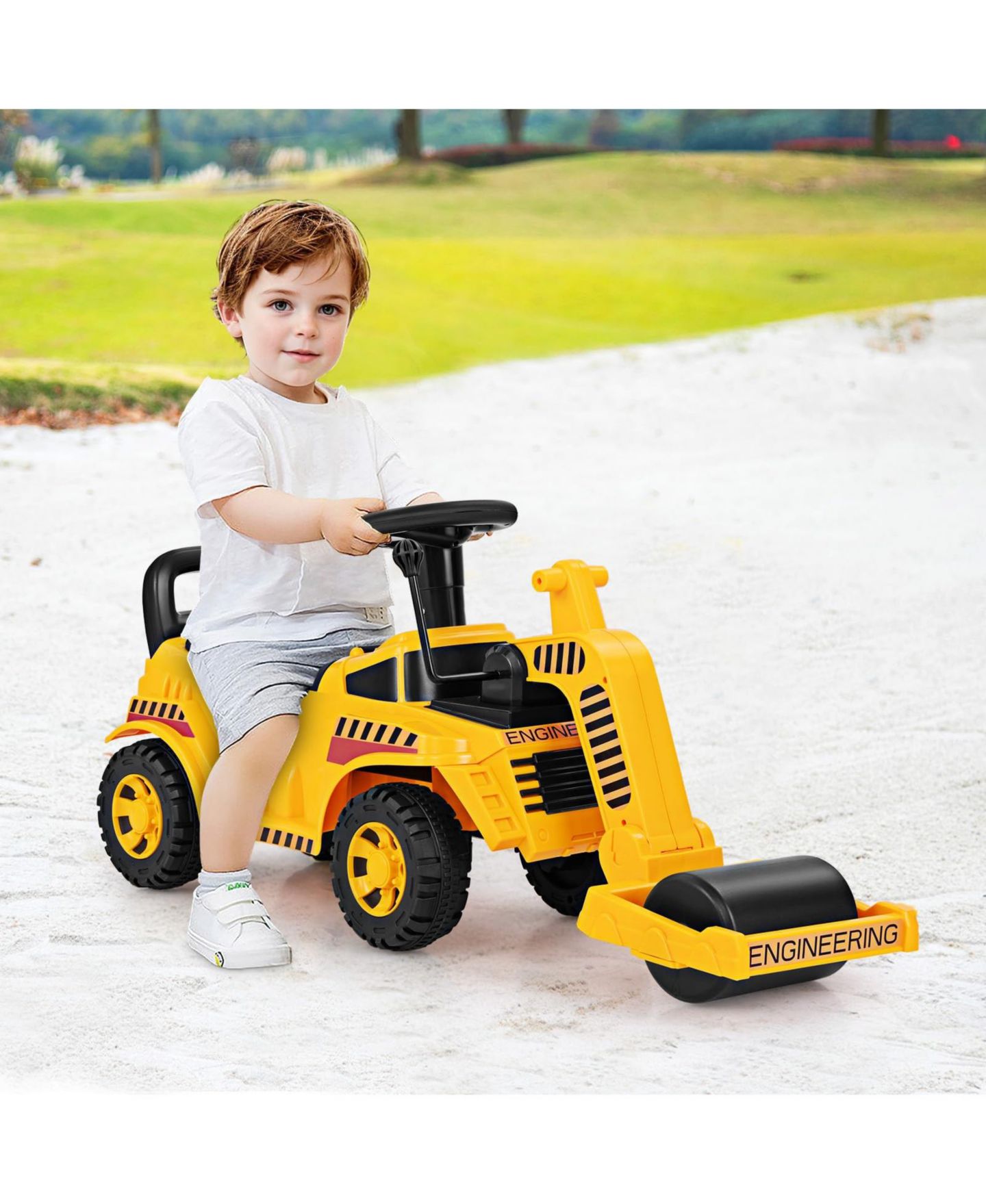 Детская игрушка Mecale Toddler Ride-On with Adjustable Roller, Under-Seat Storage & Anti-Tip Design, Ages 19-36 Months, цвет: Жёлтый — фото 2