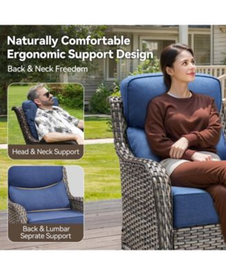 Crescent Outdoor 2-Person Wicker Glider Patio Swivel Chairs with Olefin 6 in. Thick Cushions