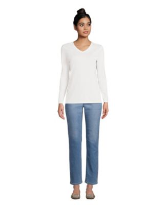 Women's Relaxed Supima Cotton Long Sleeve V-Neck T-Shirt