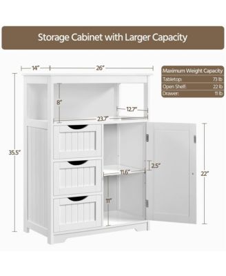 H Bathroom Floor Cabinet wirh 1 Door and 3 Drawers