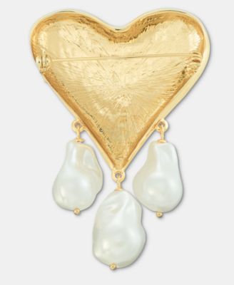Imitation Pearl Charm Heart Pin, Macy's Exclusive