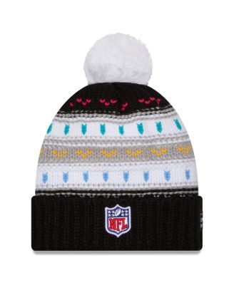 Women's Black New York Giants 2025 NFL Crucial Catch Cuffed Knit with Pom Hat