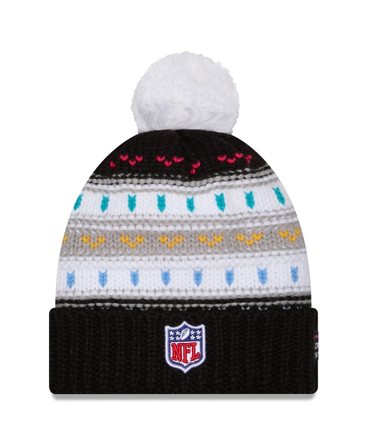 New Era Women's Black New York Giants 2025 Nfl Crucial Catch Cuffed Knit With Pom Hat In Multi