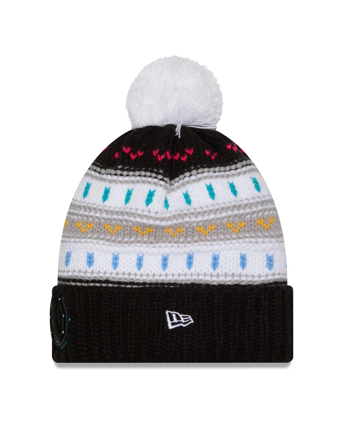 New Era Women's Black Indianapolis Colts 2025 Nfl Crucial Catch Cuffed Knit With Pom Hat In Black