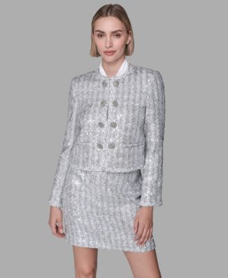 KARL LAGERFELD PARIS - Women's Novelty Button Front Jacket