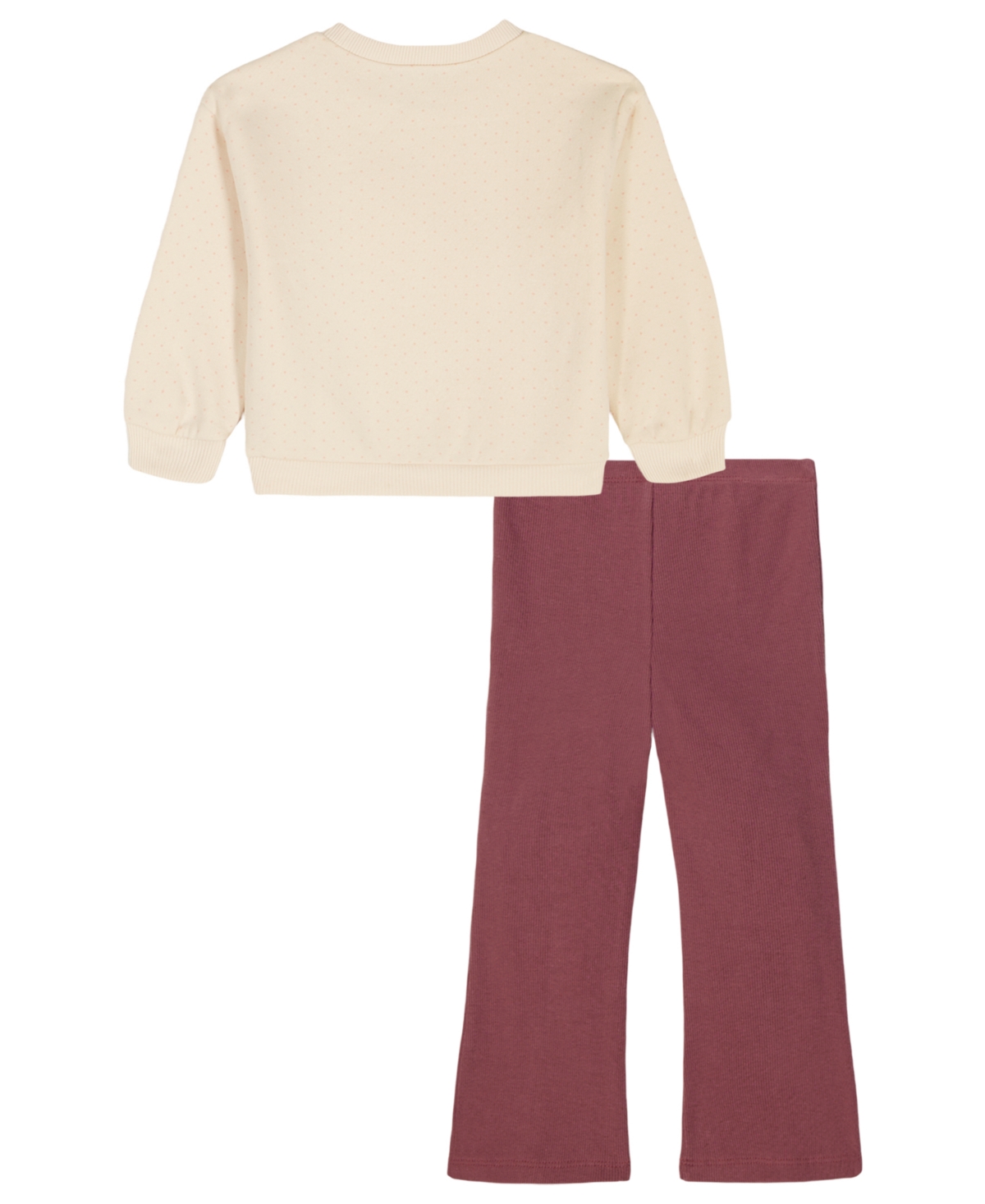 Kids Headquarters Baby Girls 2-piece Printed Top And Ribbed Flare Leggings Set In Brown
