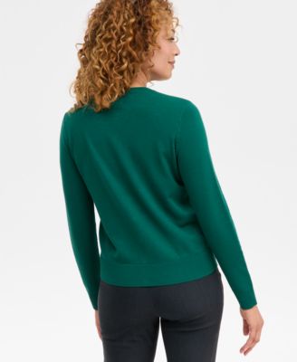 Petite Button-Front Appliqu&eacute; Cardigan, Created for Macy's 