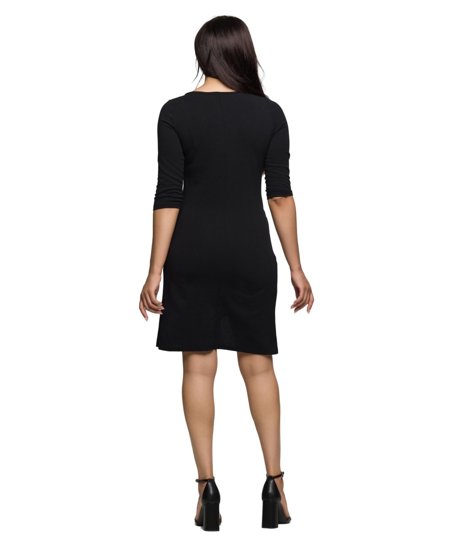 Women's Three Quarter Sleeve Ruched Tulip Hem Mini Dress