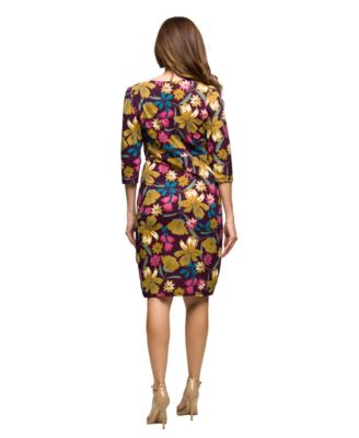 Women's Floral Print Faux Wrap Dress
