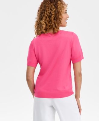 Women's Embellished Short-Sleeve Sweater, Macy's Exclusive