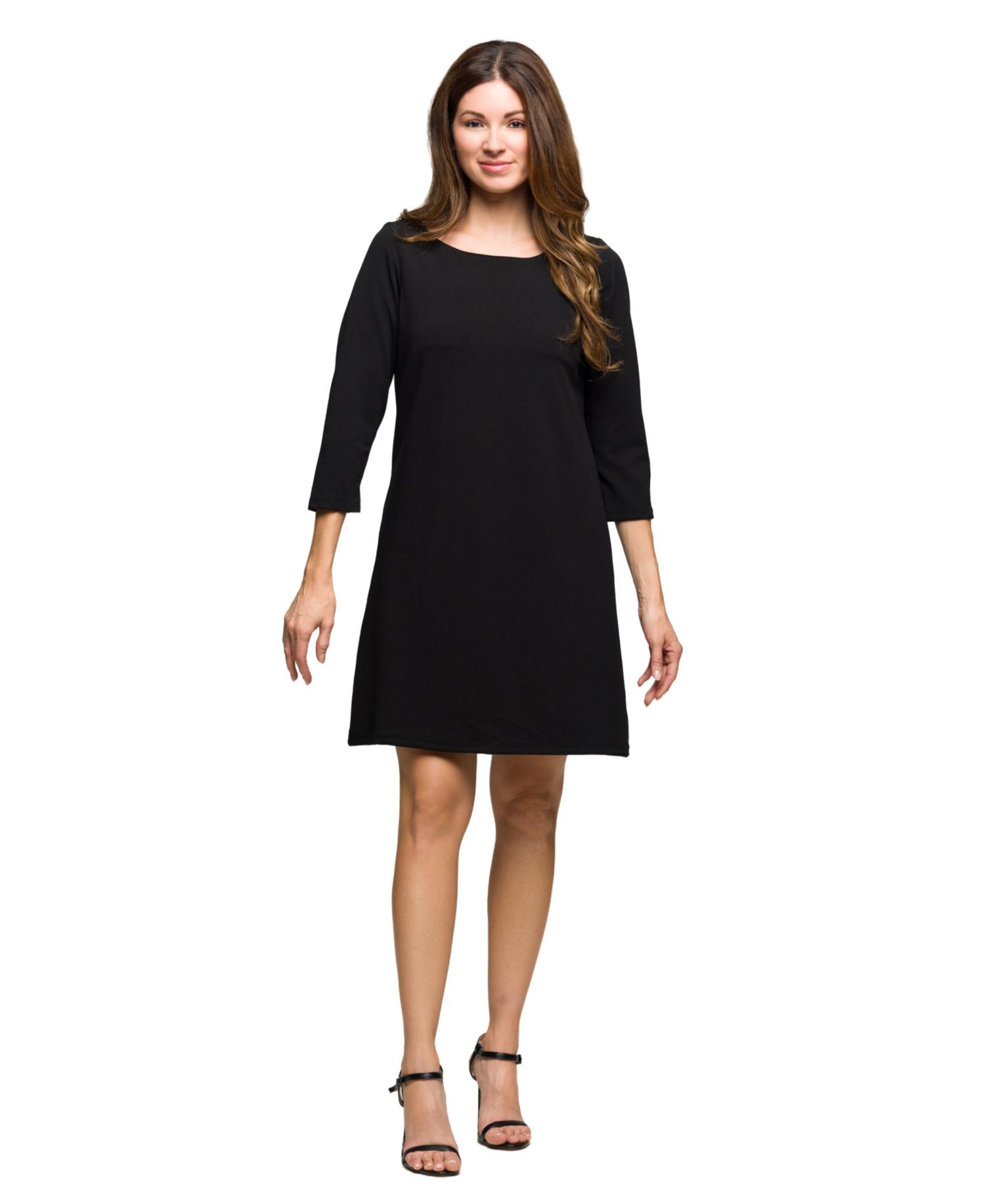 Women's Three Quarter Sleeve A Line Knee Length Dress