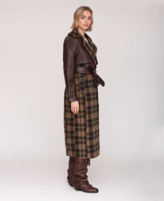 Women's Plaid Oversized Maxi Trench Coat