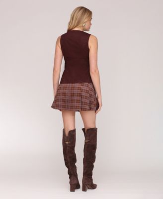 Women's Faux Suede Sleeveless Top