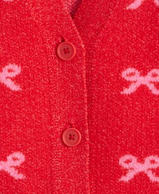 Girls' 5-20 Bow Pattern Long-Sleeve Cardigan, Macy's Exclusive