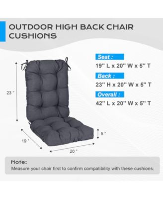 Outdoor 42"x 20" x5" Tufted Back Cushions Patio Replacement Chair Cushion with Ties, Water and Fade Resistant for All Weather, Set of 2