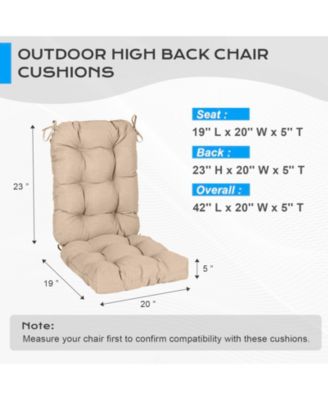 Outdoor Tufted Water & Fade-Resistant Patio Chair Back Cushions with Ties, Set of 2, 42" x 20" x 5"