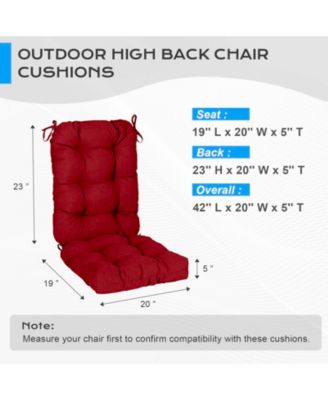 Outdoor 42"x 20" x5" Tufted Back Cushions Patio Replacement Chair Cushion with Ties, Water and Fade Resistant for All Weather, Set of 2