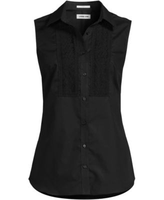 Women's Sleeveless No Iron Shirt with Lace Inset
