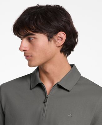 Men's Sleek Regular-Fit 1/4-Zip Piqu&eacute; Polo Shirt