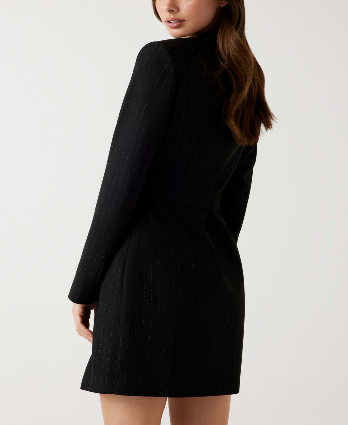 Guess Women's Ls Zanita Stripe Long Sleeve Blazer Dress In Black