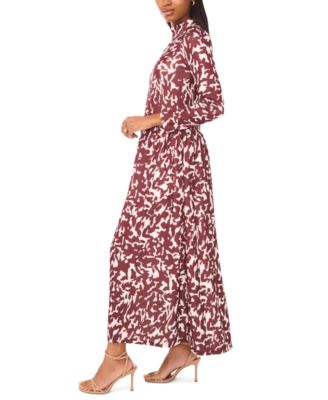Women's Printed Mock Neck Maxi Dress