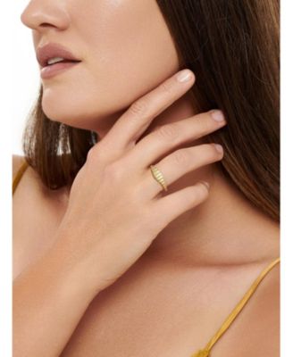 Ribbed Ring in Gold Plated Sterling Silver, Size