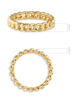 Cuban Link Ring in Gold Plated Sterling Silver, Size