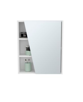 Piney Medicine Cabinet, 1 Door, 5 Shelves, 1 Mirror, White