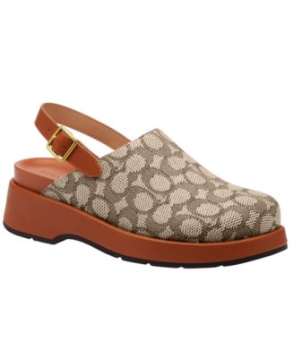 COACH Women's Sculpted C Signature Jacquard Logo Platform Clogs - Macy's 