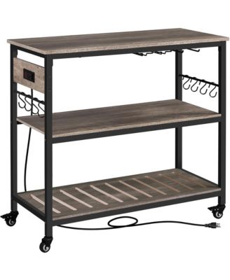 36.5” H Kitchen Island Cart with Charge Station