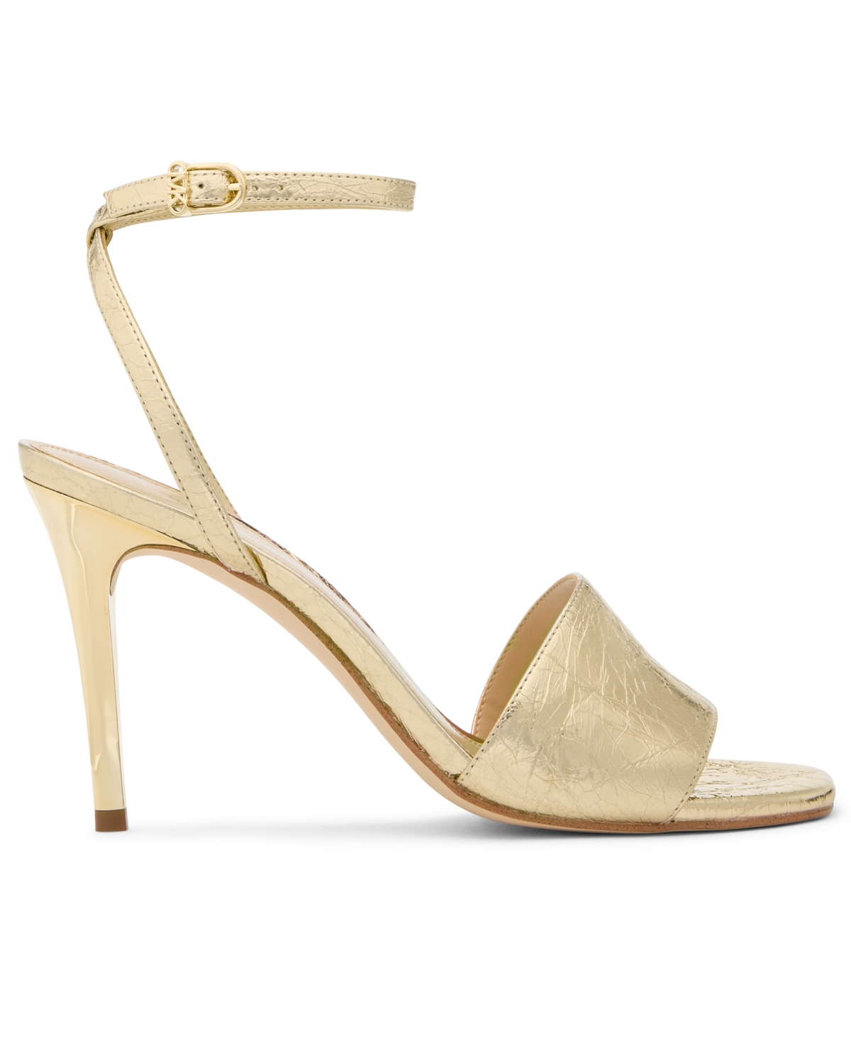 Michael Kors Elyse Crackled Metallic Leather Sandal In Brown