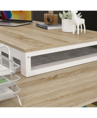 55.1 in. L-Shaped Brown Wood Computer Desk Writing Desk Office Executive Desk W/Removable Tabletop, Shelves, 3-Drawers