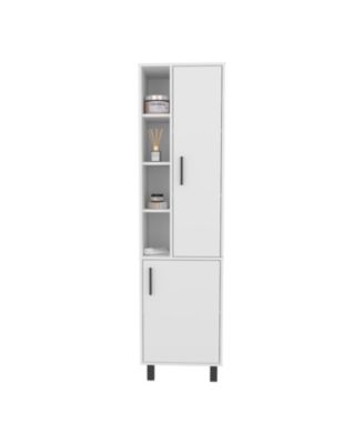 Nicut Storage Cabinet, 2 Doors, 9 Shelves, 4 Legs, White