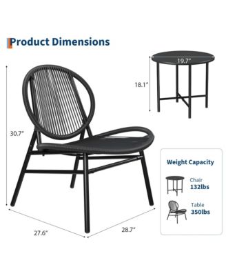 3-Piece Outdoor Seating Acapulco Chair All Weather Small Patio Bistro Set of 2 Chairs and Side Table Modern Outdoor Furniture