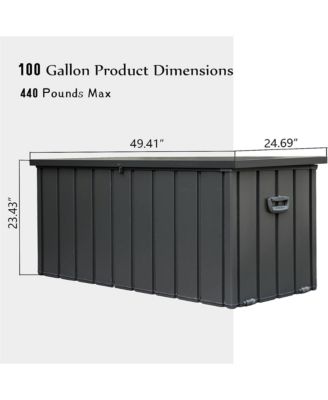 100-Gallon Outdoor Storage Deck Box 100-Gallon Dark Gray Metal Deck Box