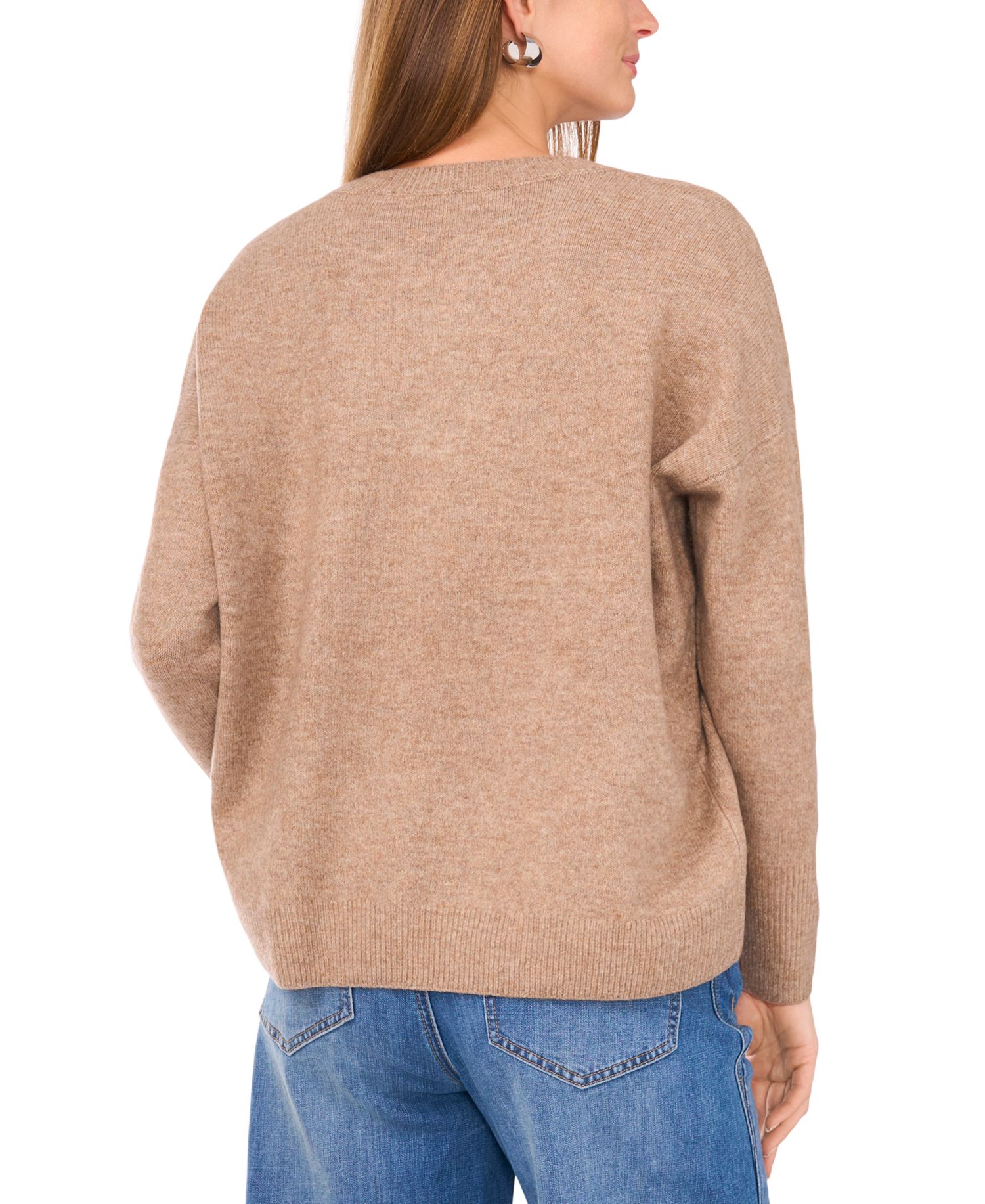 Women's Cozy V-Neck Dropped-Shoulder Sweater