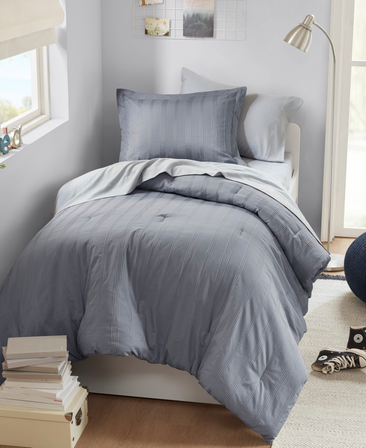 510 Design Logan Woven Striped 5-pc. Comforter Set, Twin/twin Xl In Gray