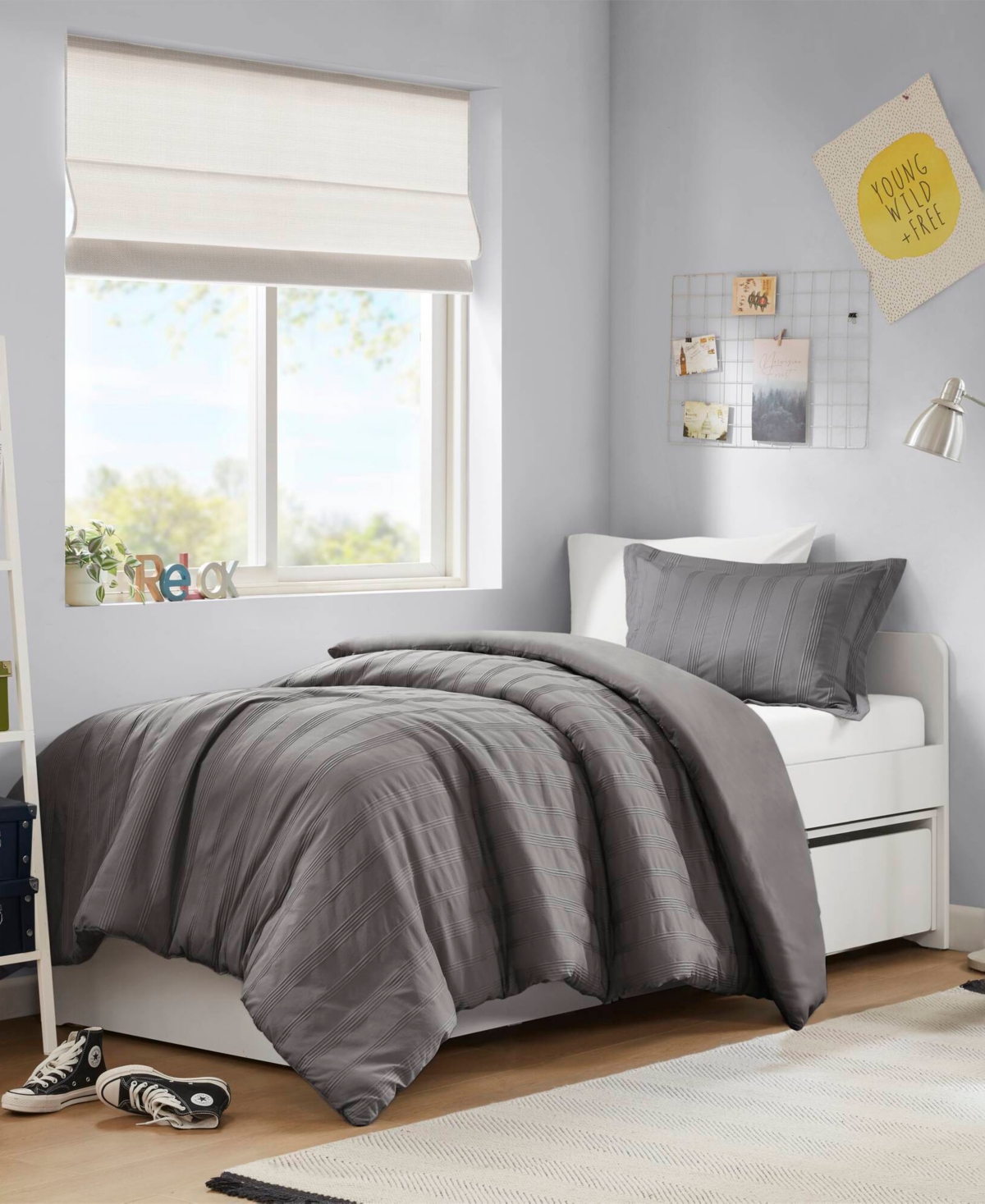 510 Design Logan Woven Striped 2-pc. Duvet Cover Set, Twin/twin Xl In Gray