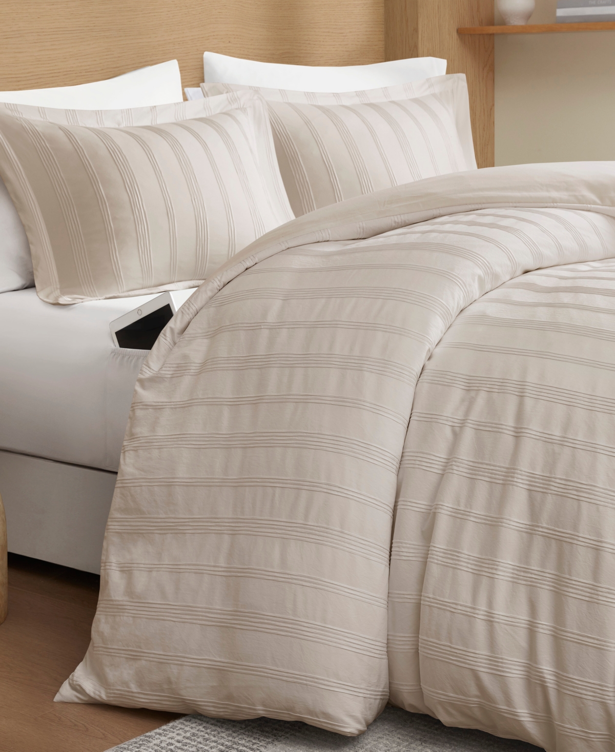 510 Design Logan Woven Striped 3-pc. Duvet Cover Set, King In Neutral
